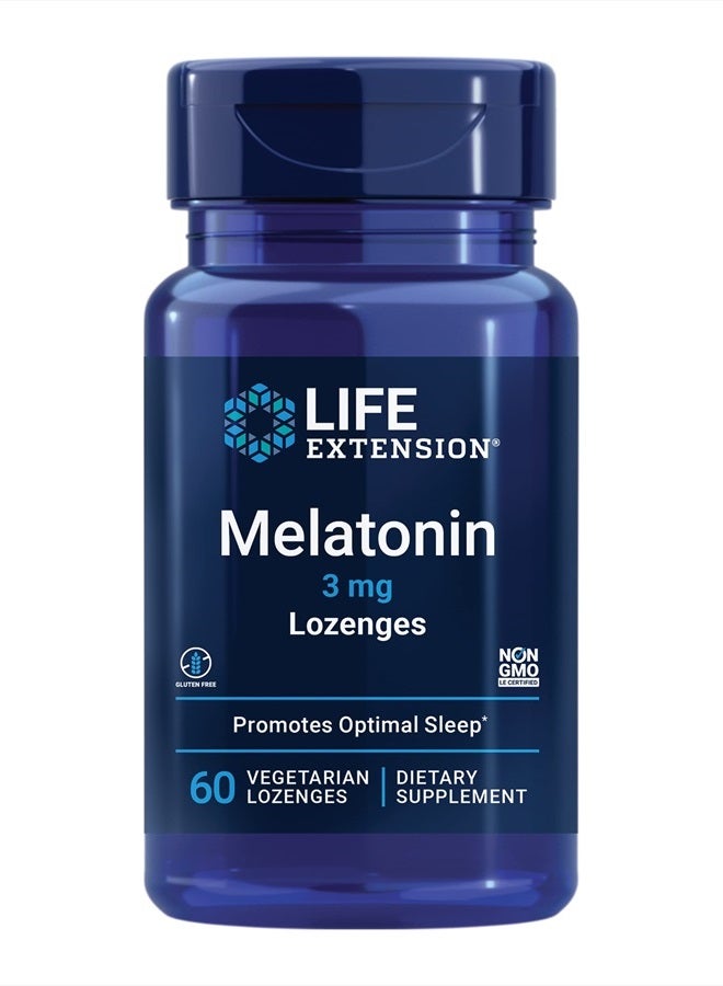 Life Extension Melatonin 3 mg Lozenges, 60 Vegetarian Lozenges. - Image 1
