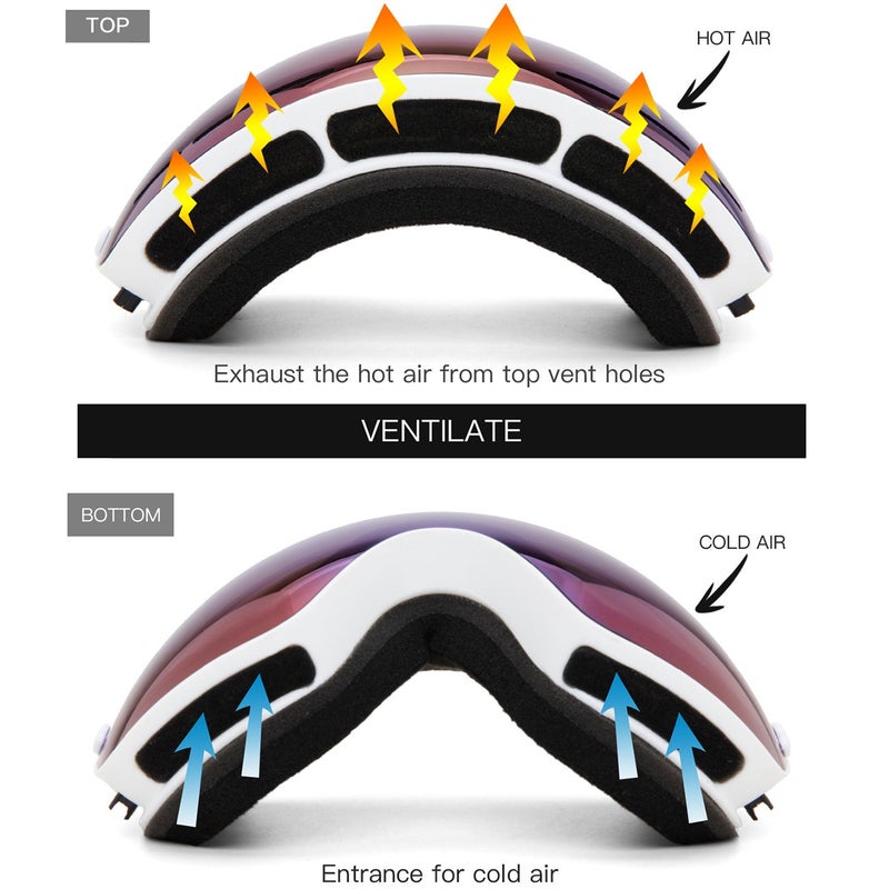 JULI Eyewear Juli Ski Goggles,Winter Snow Sports Snowboard Goggles with Anti-Fog UV Protection Interchangeable Spherical Dual Lens for Men Women & Youth Snowmobile Skiing Skating Blue - Image 5
