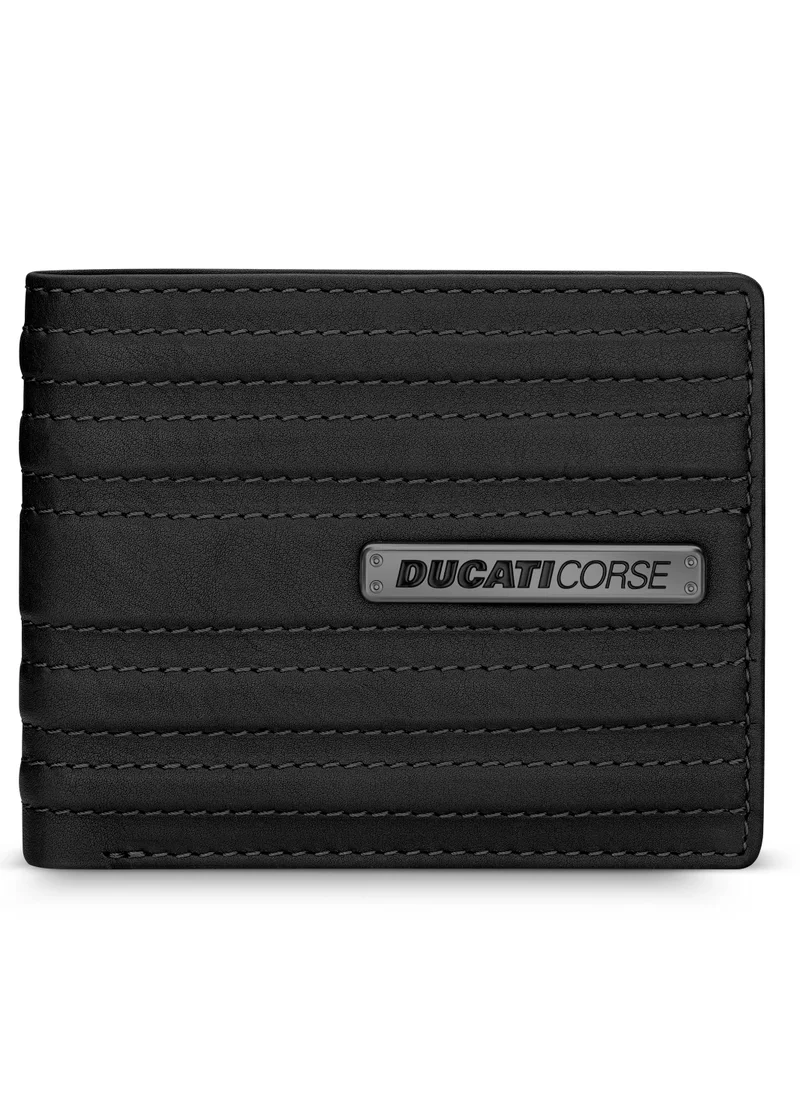 دوكاتي كورس Linea Black Genuine Leather Wallet For Men