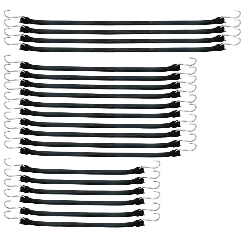 Xstrap Standard 20 Pack Multiple Size Natural Rubber Tarp Bungee Straps 100% Epdm Tie Down Cords With S Hooks Heavy Duty Ideal For Securing Tarps - Image 1