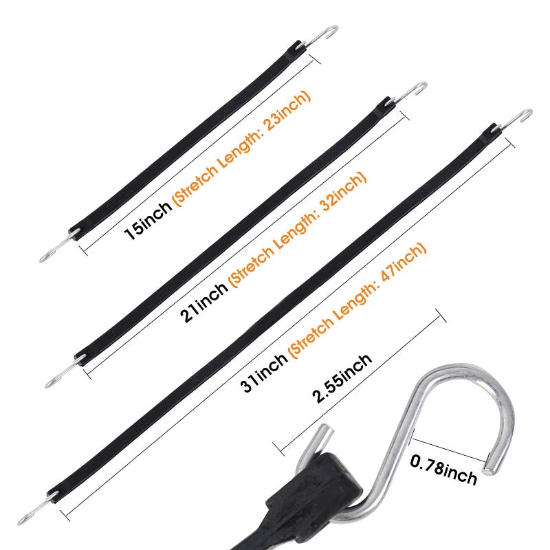 Xstrap Standard 20 Pack Multiple Size Natural Rubber Tarp Bungee Straps 100% Epdm Tie Down Cords With S Hooks Heavy Duty Ideal For Securing Tarps - Image 4