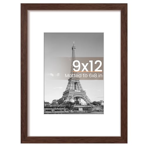 upsimples إطار صور أبسيمبلز 9x12 لعرض الصور 6x8 مع مات أو 9x12 بدون إطار صور معلق بني 1 عبوة