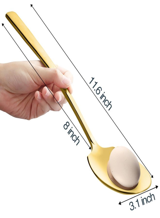 Kannei tec Extra Large Serving Spoons Set Stainless Steel 12 Inch Big Serving Utensils for Buffet Parties Catering Dishwasher Safe(2-pieces, Gold) - Image 2