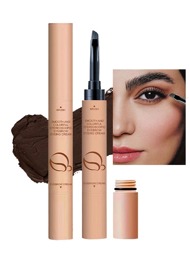 اوكيل كريم صبغ الحواجب ثلاثي الأبعاد، قلم الحواجب المقاوم للماء، قلم تحديد الحواجب طويل الأمد، قلم كحل متعدد الأغراض، مكياج الحواجب الطبيعي غير اللامع - #02 بني داكن - Image 1