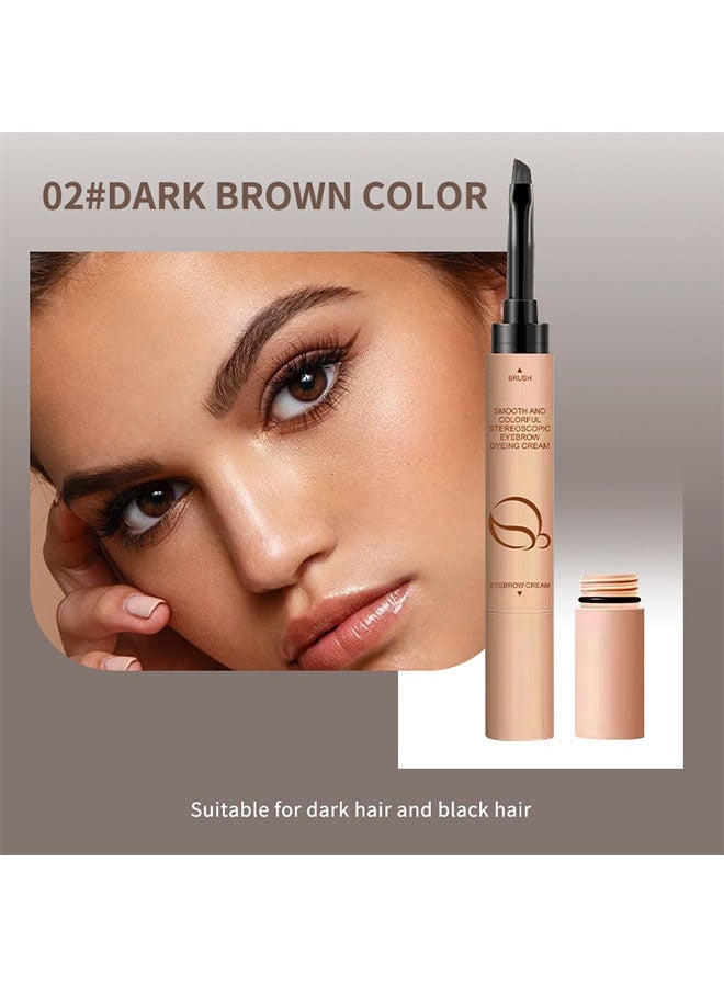 اوكيل كريم صبغ الحواجب ثلاثي الأبعاد، قلم الحواجب المقاوم للماء، قلم تحديد الحواجب طويل الأمد، قلم كحل متعدد الأغراض، مكياج الحواجب الطبيعي غير اللامع - #02 بني داكن - Image 2