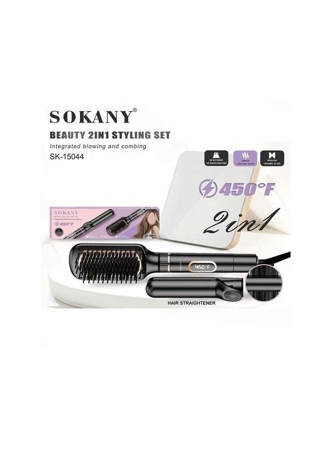 sokany Sokany Digital SK-15044 2 in 1 Hair Brush Comb + Hair Straightener Combo combines drying, straightening, and curling in one device (Modern technology from Sokany)  - Image 2