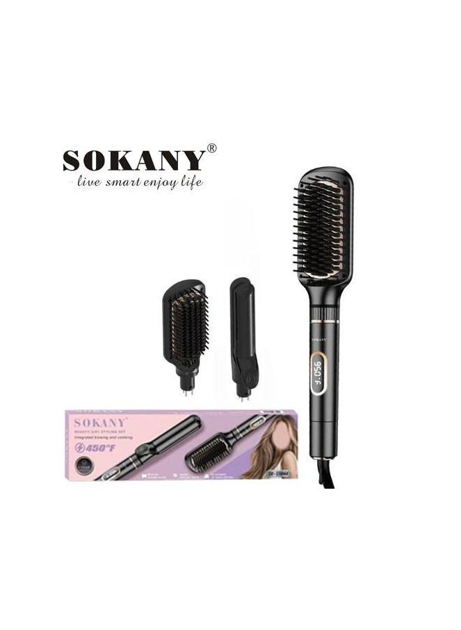 sokany Sokany Digital SK-15044 2 in 1 Hair Brush Comb + Hair Straightener Combo combines drying, straightening, and curling in one device (Modern technology from Sokany)  - Image 3