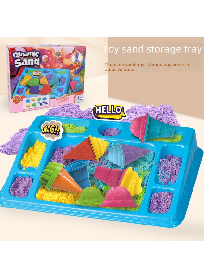 【Strict Selection】 Toys Sand Play Family Cheesechee Cake Ice Cream Set Magic Clay Color Mud Children's Toys-Specifications:Cake Set One (Toy Sand 750g) - Image 2