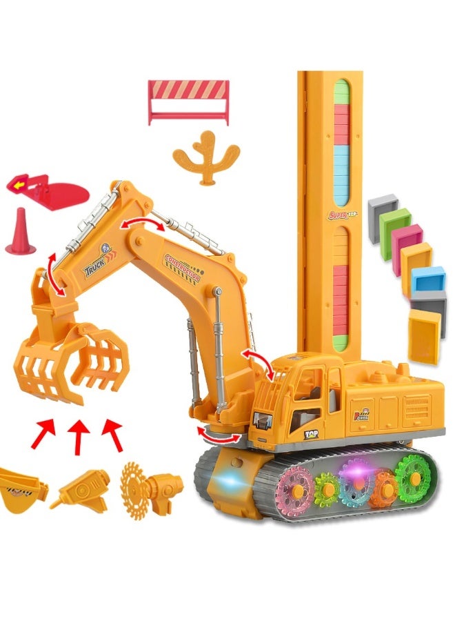 Engineering Vehicle Set, 120PCS Automatic Domino Laying Train Toys with Lights & Sounds That Prepares Your Domino Rally Experience Quickly and Automatically for Kids Age 3+  - Image 1