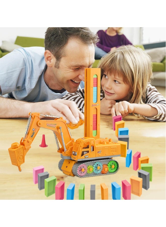 Engineering Vehicle Set, 120PCS Automatic Domino Laying Train Toys with Lights & Sounds That Prepares Your Domino Rally Experience Quickly and Automatically for Kids Age 3+  - Image 4