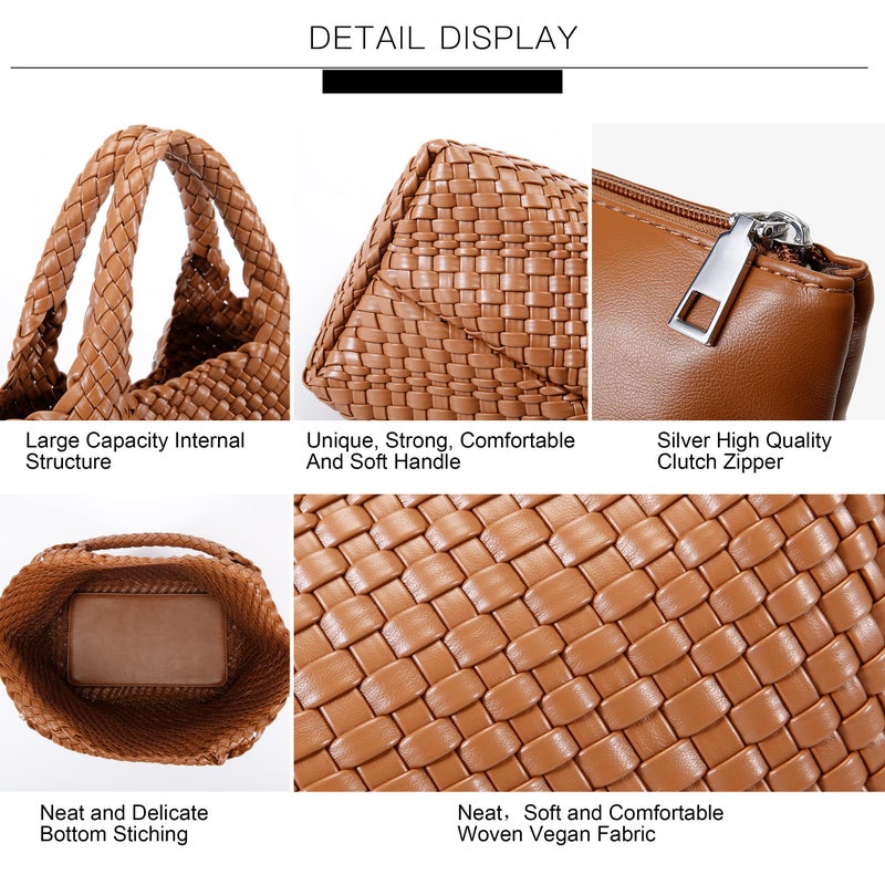 Queenoris Vegan Leather Purses for Women, Handmade Purses and Handbags Summer Beach Travel Tote Shoulder Bag with Detachable Satchel Strap - Image 5