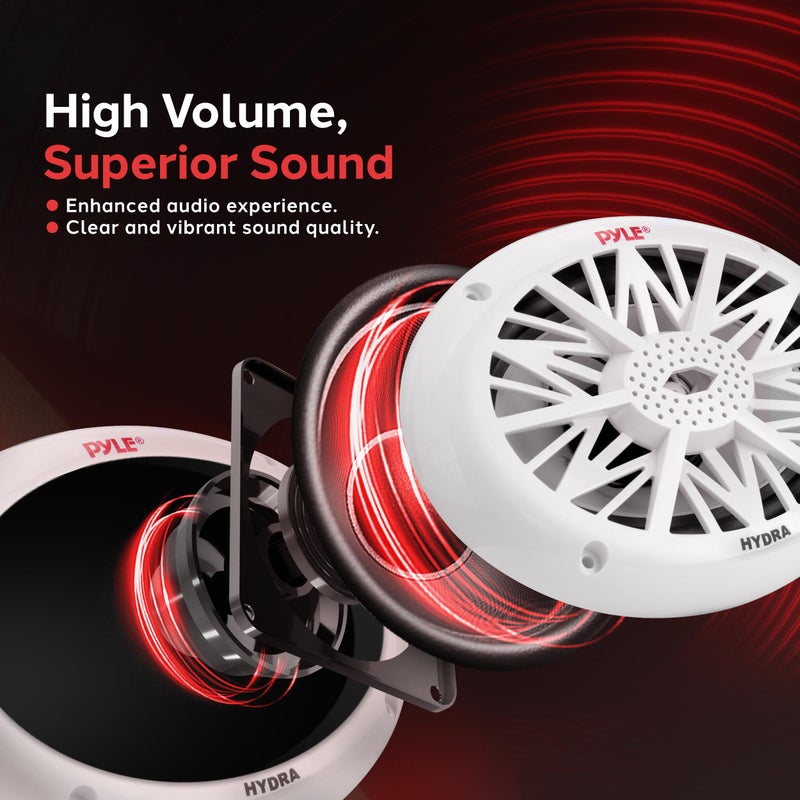 Pyle 6x9 Inch Dual Marine Speakers - 2 Way Waterproof and Weather Resistant Outdoor Audio Stereo Sound System with 260 Watt Power, Poly Carbon Cone and Cloth Surround - 1 Pair - PLMR692 - Image 4