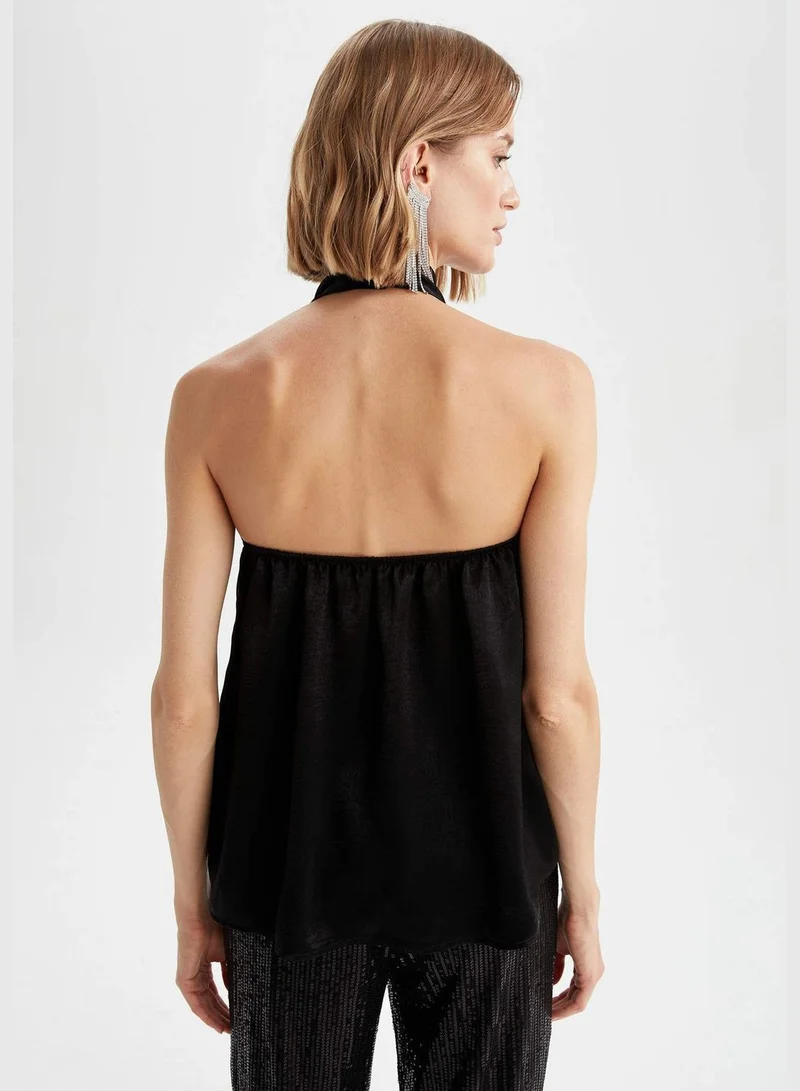 ديفاكتو Woman Regular Fit Wrap Woven Sleeveless Blouse
