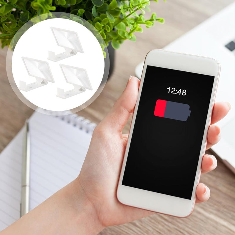 Uonlytech 3 قطع مكبر شاشة الهاتف مع حامل قابل لضبط الارتفاع، حامل مكبر محمول للهواتف الذكية، مكبر خفيف الوزن للأفلام والقراءة، حماية العين للمسنين - Image 4