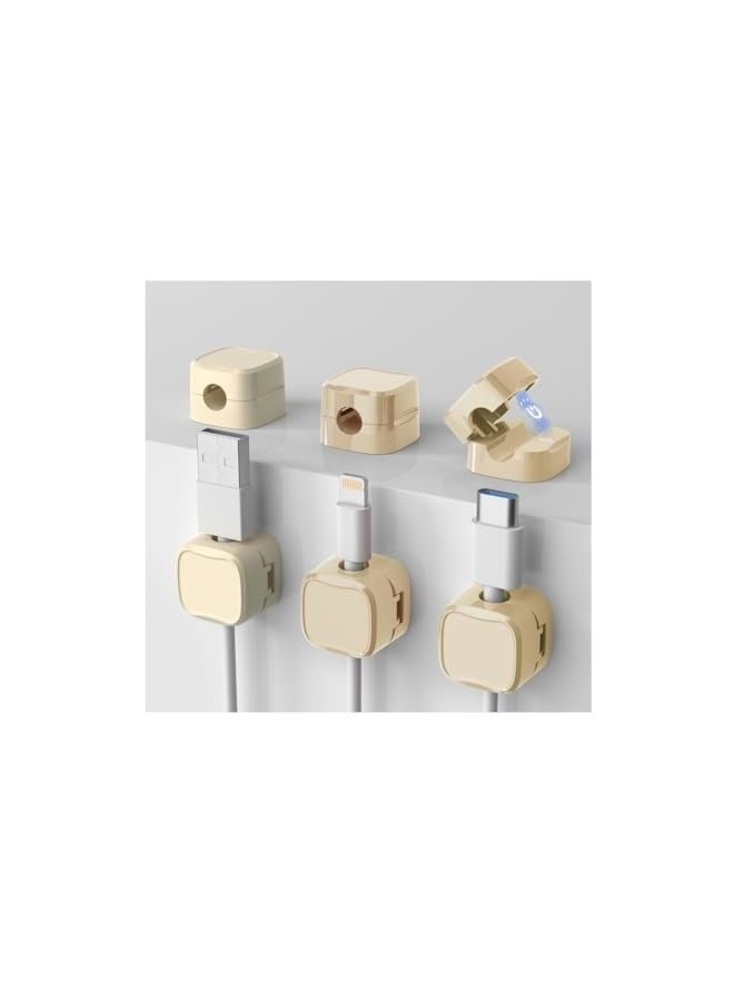 erorex 6 Pack Cable Organizer,Magnetic Wire Holder Clips, Adhesive Cable Spring Holder Clips,Home .Office, Wall, Desktop, Nightstand. Charger,cable management (Beige) - Image 1
