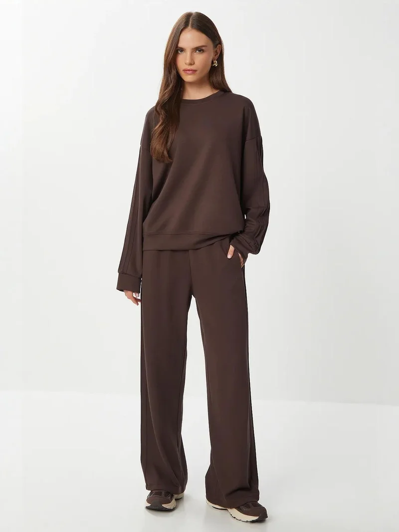 إسطنبول الساحرة ISTANBUL High Waist Crew Neck Long Sleeve Cotton Two-Piece Set