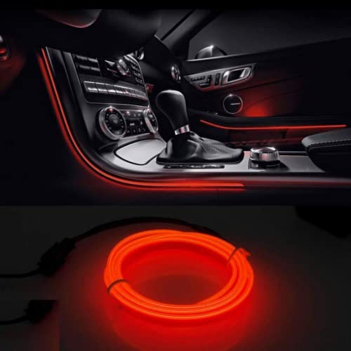 Sulfar 6m Auto Car Neon LED Panel Gap String Strip Light, Glowing Wire/El Wire Lamp, Cold Strobing for Automotive Interior Car Decor Decorative Atmosphere LED Light with Adapter (Orange) - Image 3