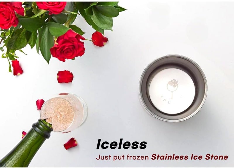 IPUJAN Wine Chiller Bucket with Stainless Ice Stone - Champagne Bucket for 750ml Single Bottle Cold up to 5 Hours - Iceless Insulated Double Walled White Wine Cooler Bucket (Silver) - Image 4