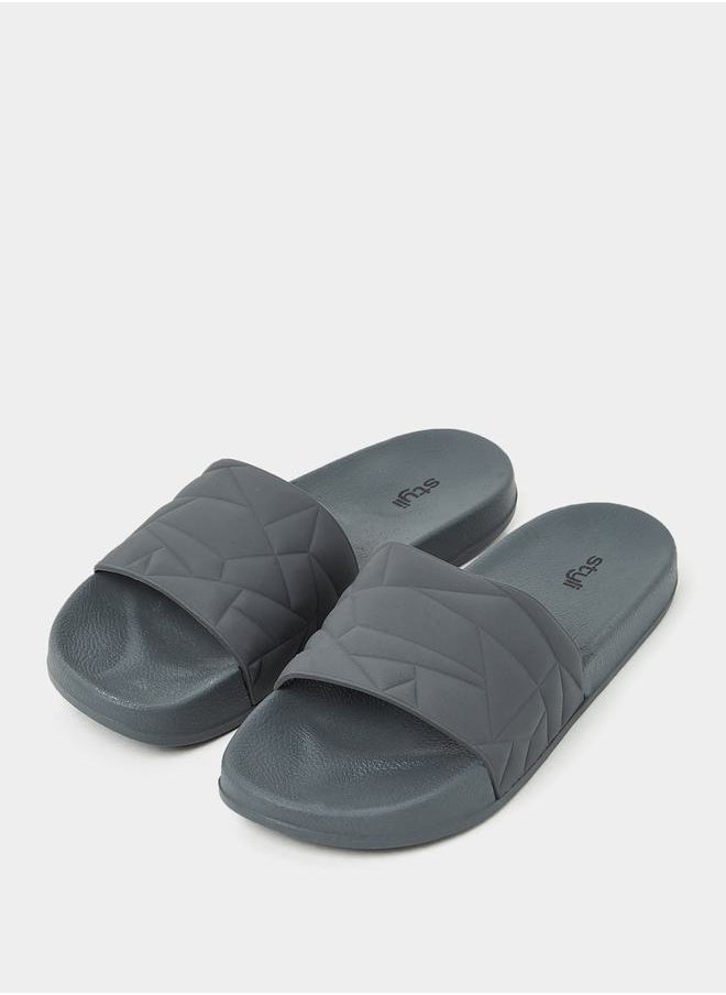 Styli - Textured Open Toe Slip On Slides - Image 1