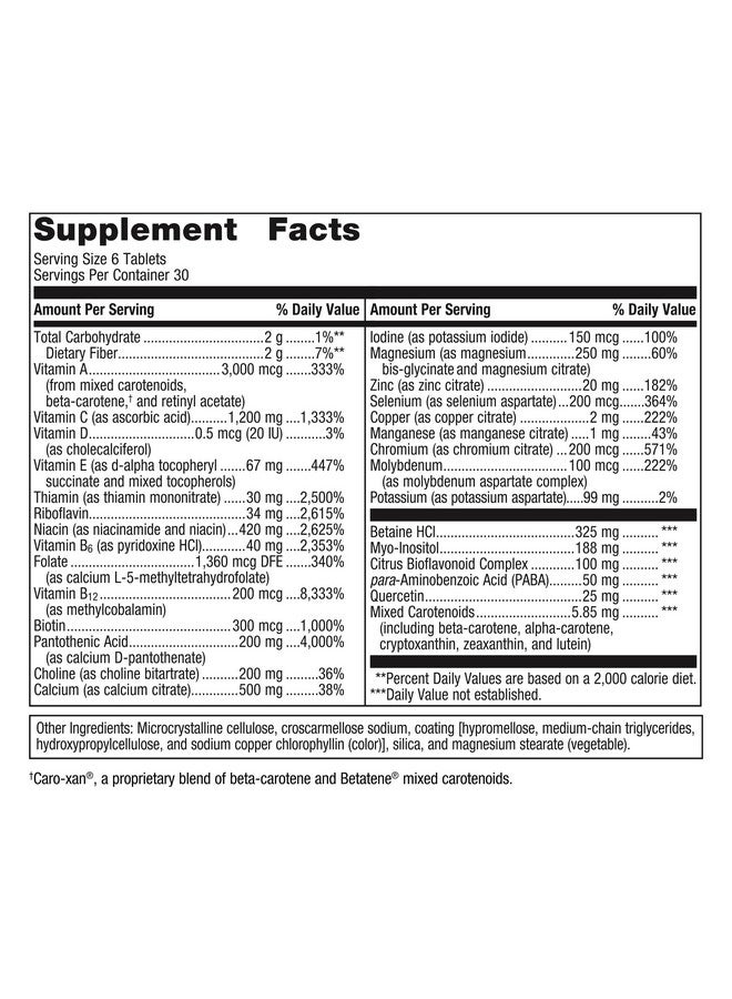 ميتاجينكس Metagenics Multigenics Multivitamin - فيتامينات متعددة سريعة الإطلاق - مكملات غذائية يومية - مع كيرسيتين وبيتا كاروتين والمزيد - غير معدلة وراثيًا - خالية من الجلوتين - 180 قرصًا - Image 2