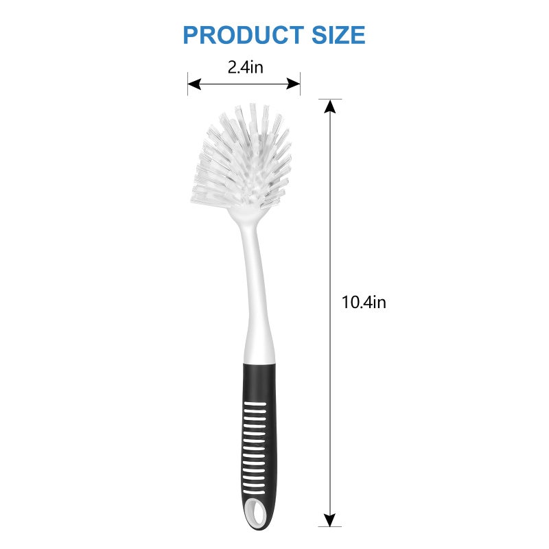 Setsail Dish Brush With Handle  2 Pack Stiff Bristles Dish Scrubber With Built-In Scraper Dish Scrub Brushes For Cleaning Dishes  Pots And Pans  Kitchen Sink  White - Image 2