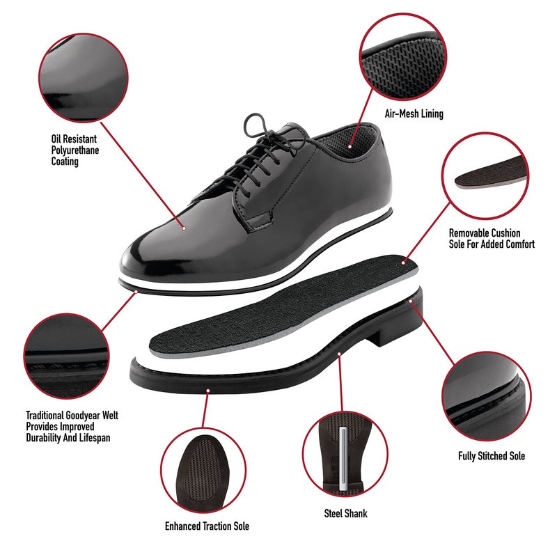 Rothco Uniform Hi-Gloss Oxford Dress Shoe (Black, US Footwear Size System, Adult, Men, Numeric, Wide, 12) - Image 3