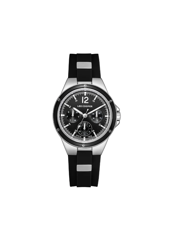 لي كوبر Lee Cooper LC08099.351 Women's Multi Function Display Watch & Silicone Strap Black