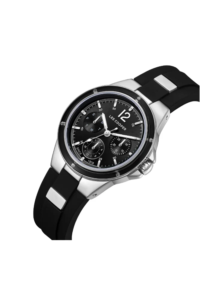 لي كوبر Lee Cooper LC08099.351 Women's Multi Function Display Watch & Silicone Strap Black