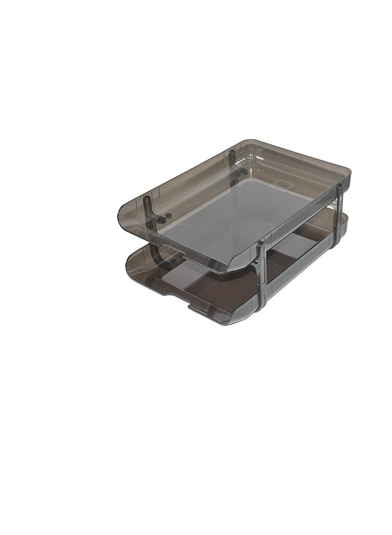 FIS FSOT9002 Flexible Stacking 2 Tiers Tray, Smoky - Image 1