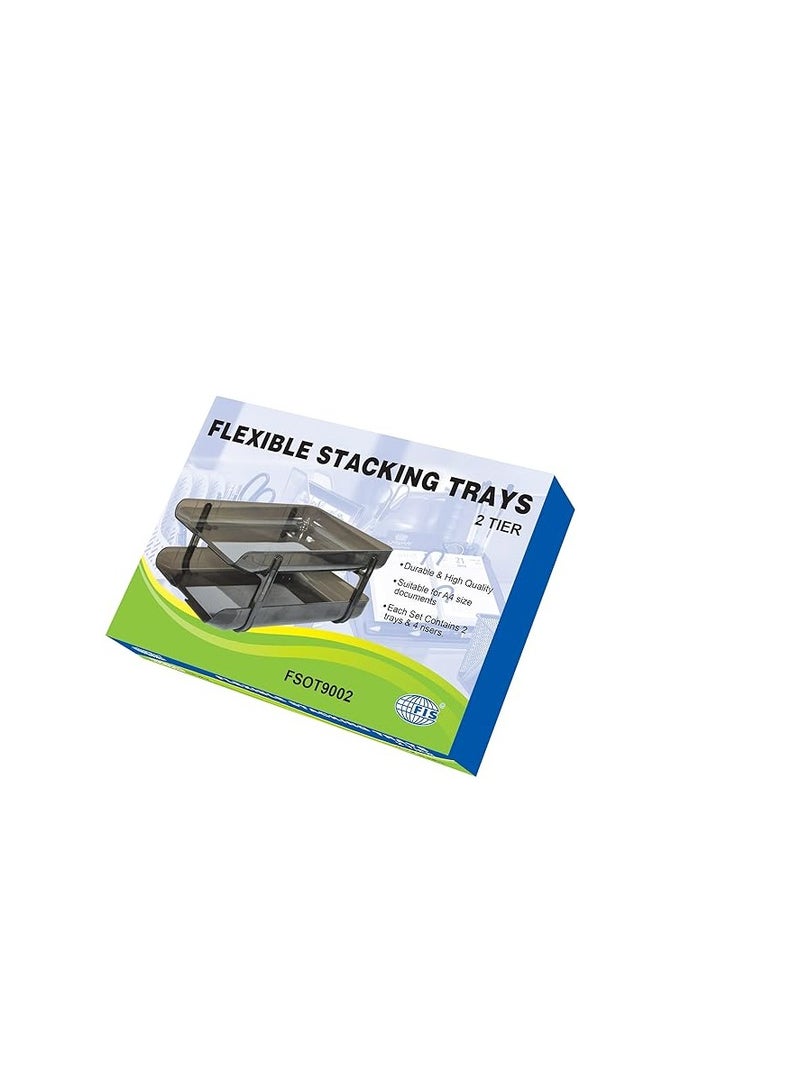 FIS FSOT9002 Flexible Stacking 2 Tiers Tray, Smoky - Image 2