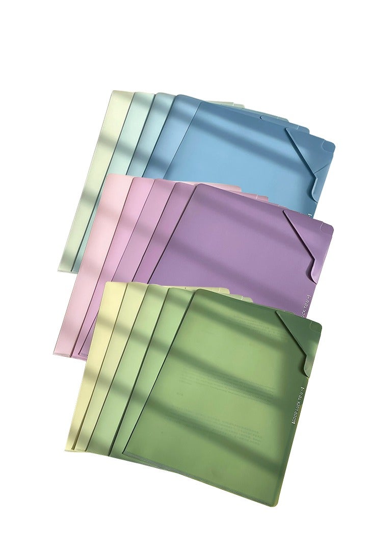 Gradient-coloured folders, 3 sets of 15 plastic folders, A4 office data classification storage, learning and business work data information storage pockets (3 colour schemes) - Image 1