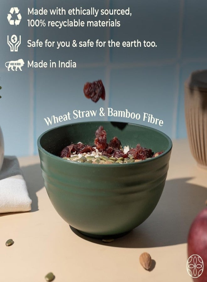 DARDRIS Wheat Straw 6" Serving Bowl Bamboo Fibre Set | Eco-Friendly, Unbreakable Microwave Safe Bowl Set | Mixing & Serving Bowl for Salad, Soup and Popcorn - BPA Free, Eco-Friendly (Pack of 4) - Image 5