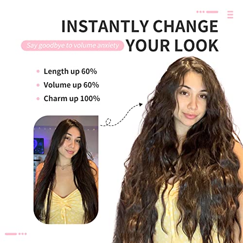 FLUFYMOOZ Clip In Hair Extensions,6PCS Hair Extensions Long Mermaid Waves Wavy Synthetic Clip On Hairpiece For Women 24 Inch (Ash Brown with Blonde Highlights) - Image 5