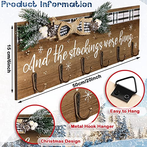 Maitys Christmas Stocking Holder with 6 Hangers The Stockings were Hung Wooden Sign Xmas Wall Hanging Sign Wall Mount Hook Holder Decorative Wood Stocking Hanger for MantleSnowflake Style - Image 3