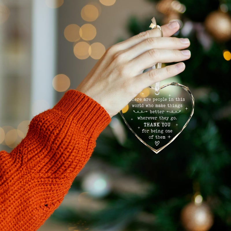 HUNIGIFT Thank You Gifts for Women  Boss  Coworkers  Manager  Mentor  Teacher  Nurse  Mom  Friends  BFF - Coworker Appreciation Gifts for Women - Thank You Christmas Ornaments - Glass Christmas Ornament 2024 - Image 5
