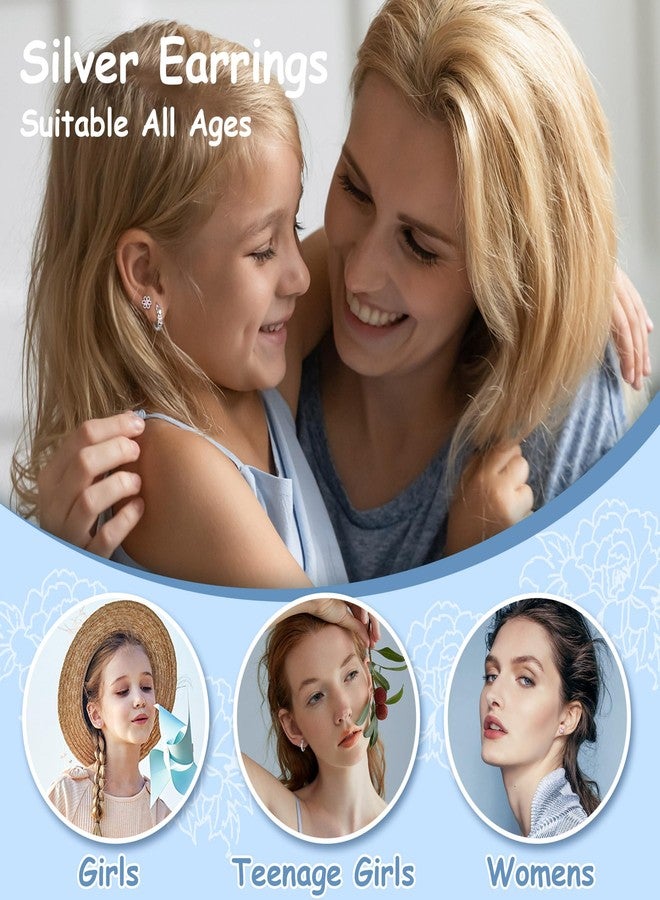 YADOCA 𝟵𝟮𝟱 𝗦𝘁𝗲𝗿𝗹𝗶𝗻𝗴 𝗦𝗶𝗹𝘃𝗲𝗿 Earrings for Girls Women - Hypoallergenic Cute Kids Toddler Earrings - Pink Cubic Zirconia Earring Studs Hoop Set for Sensitive Ears - Image 2
