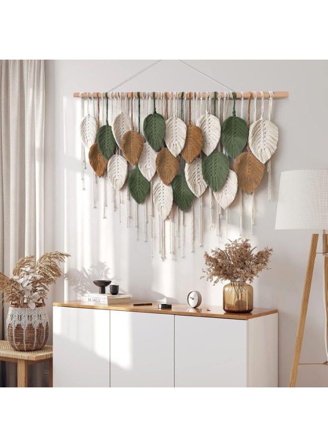 MIXDE Large Wall Hanging Tapestry Boho Macrame Woven Handmade Tassel Leaf Tapestry Bohemian Wall Art Decor for Bedroom Living Room Gallery Background - Image 2