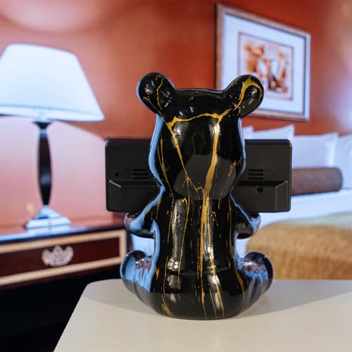 Coniuty Resin Bear Statue Digital Clock Home Decor, Fluid Bear Tray Sculpture, Graffiti Art Figurine Home Ornament Decoration for Office, Living Room, Bedroom, Book Shelf, TV Cabinet, Desktop (Black) - Image 5