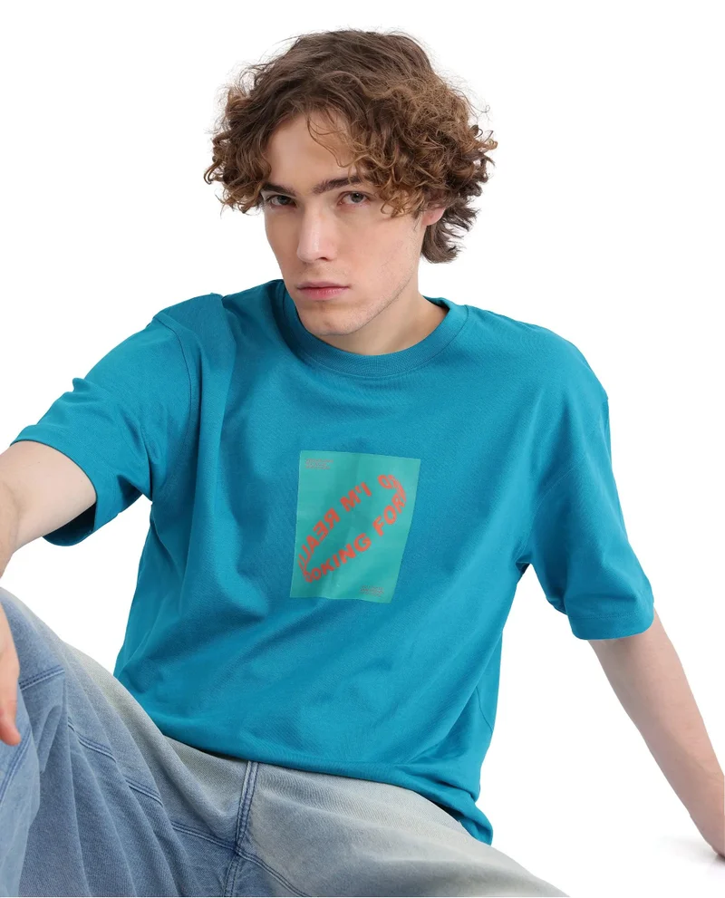 Rare Rabbit Men's Graphic Print Crew Neck T-Shirt