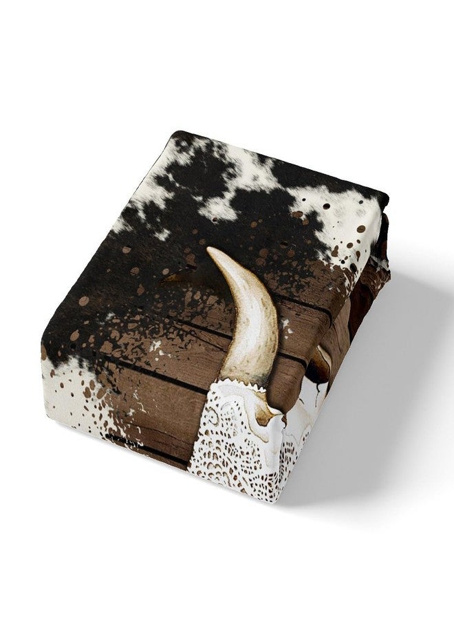 Castle Fairy Cattle Bone Skull Duvet Cover Queen Size,Cowhide Printed Comforter Cover with 2 Pillowcase for Teens,Kids Farmhouse Wood Bedding Set,White Black Brown Breathable Decorative Bed Cover(No Comforter) - Image 4
