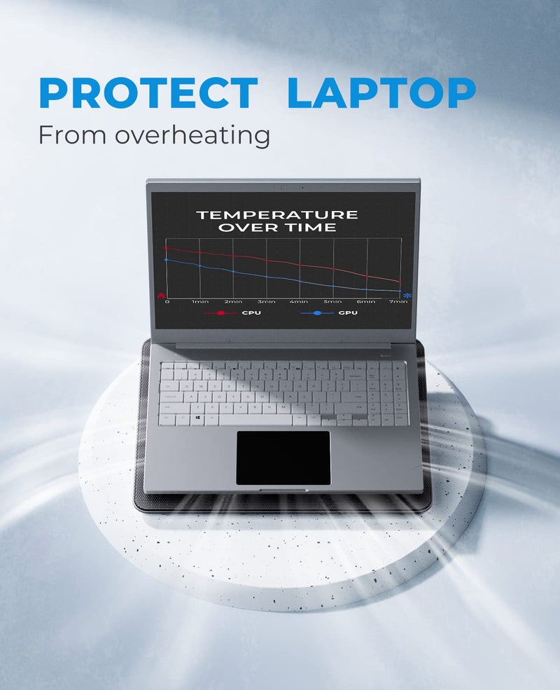 هافيت مبرد لابتوب هافيت HV-F2056 15.6-17 - قاعدة تبريد نحيفة محمولة تعمل بالطاقة عبر USB (3 مراوح)، أسود/أزرق - Image 2