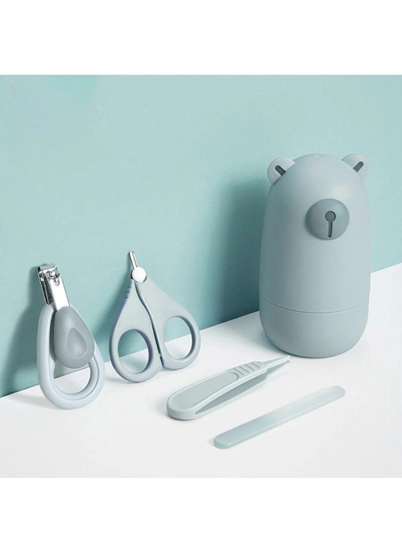 Bizimevde 5 Piece Baby Child Nail Clipper Set Care Kit Baby File Set Blue Teddy Bear Boxed  - Image 1