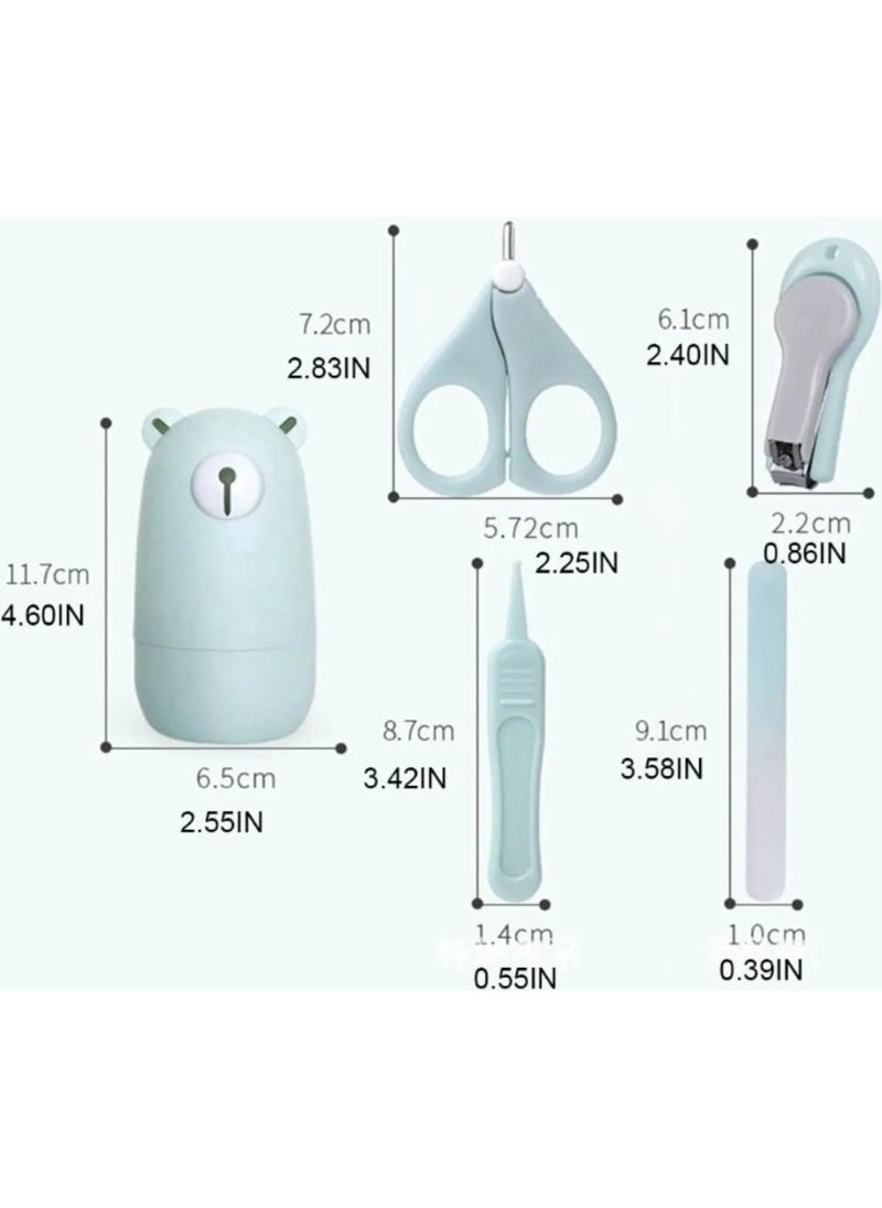 Bizimevde 5 Piece Baby Child Nail Clipper Set Care Kit Baby File Set Blue Teddy Bear Boxed  - Image 2