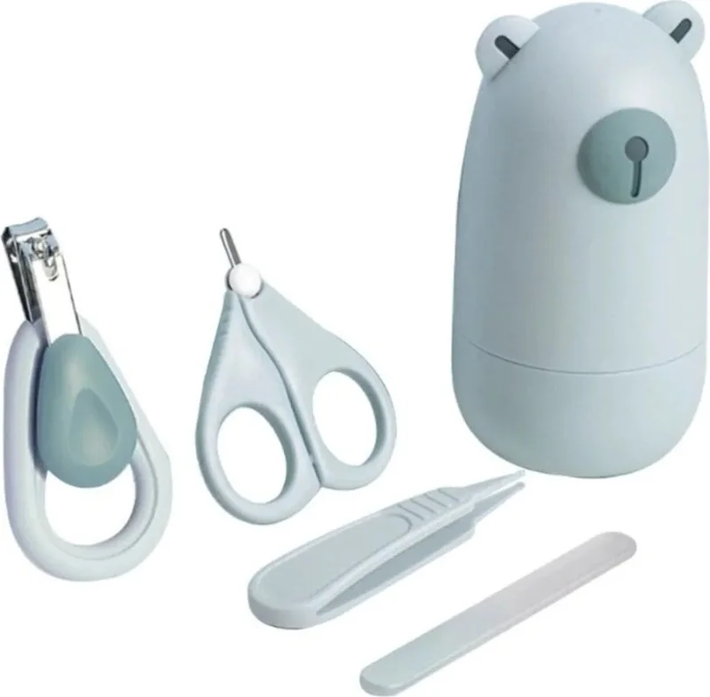 Bizimevde 5 Piece Baby Child Nail Clipper Set Care Kit Baby File Set Blue Teddy Bear Boxed