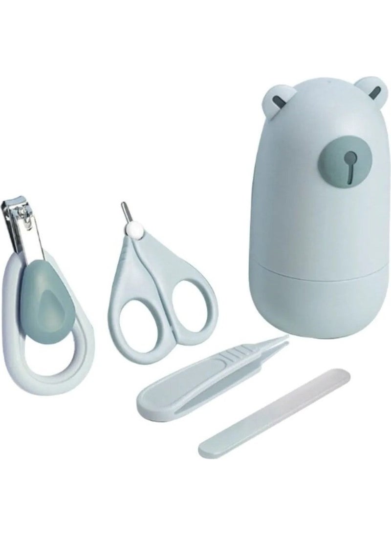 Bizimevde 5 Piece Baby Child Nail Clipper Set Care Kit Baby File Set Blue Teddy Bear Boxed  - Image 5