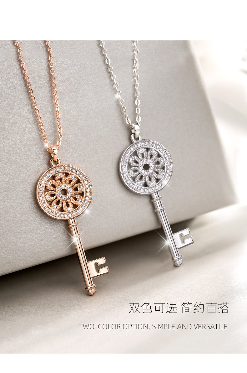 Generic Key necklace extended sweater chain autumn and winter jewelry niche high sense pendant pendant 2021 new accessoriesKey Necklace Rose Gold + Silver Key Necklace Rose Gold + Silver 