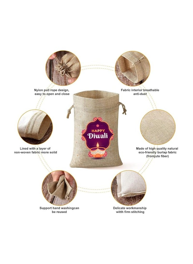 Diwali Gift Bags- Set Of 12 Jute Bags-Celebrate The Festival Of Lights With Eco-Friendly Gifts - Image 5