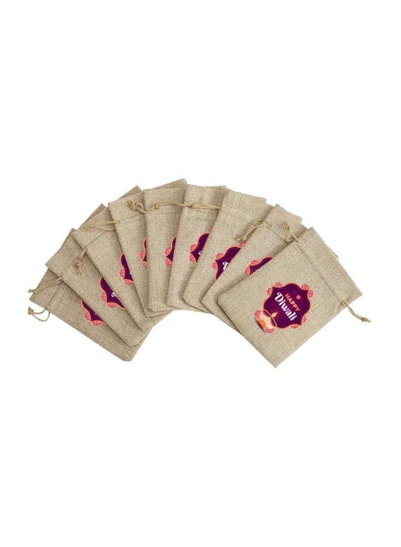 Diwali Gift Bags- Set Of 12 Jute Bags-Celebrate The Festival Of Lights With Eco-Friendly Gifts - Image 3