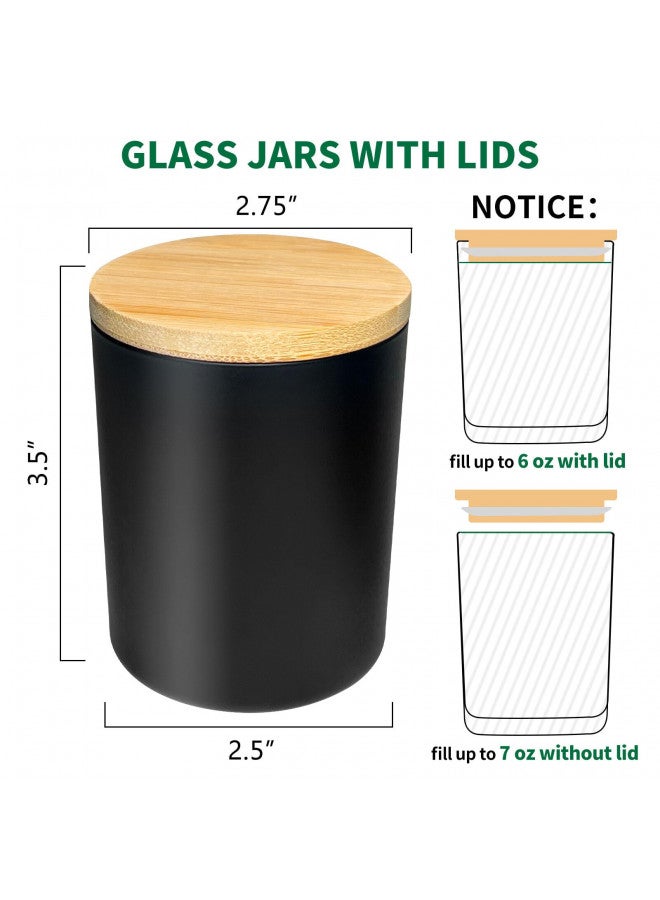SUPMIND 15 Pack Candle Glass Jars- 7oz Matt Black Empty Candle Jars with Bamboo Lids and Sticky Labels, Bulk Candle Jars for Making Candles Containers - Dishwasher Safe - Image 1