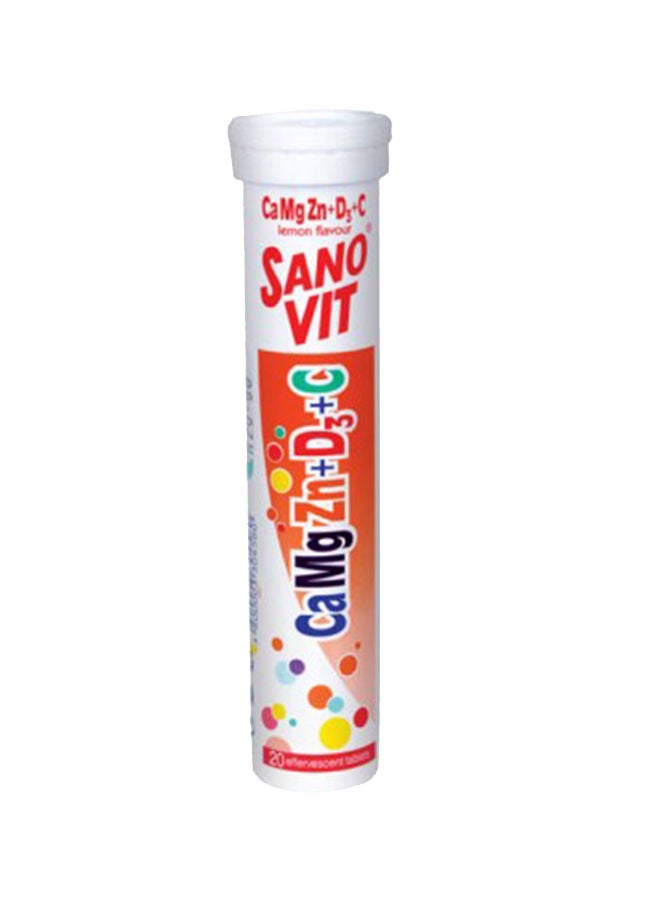 Sanovit Calcium Magnesium Zinc + D3 + C - 20 Effervescent Tablets Lemon Flavour 